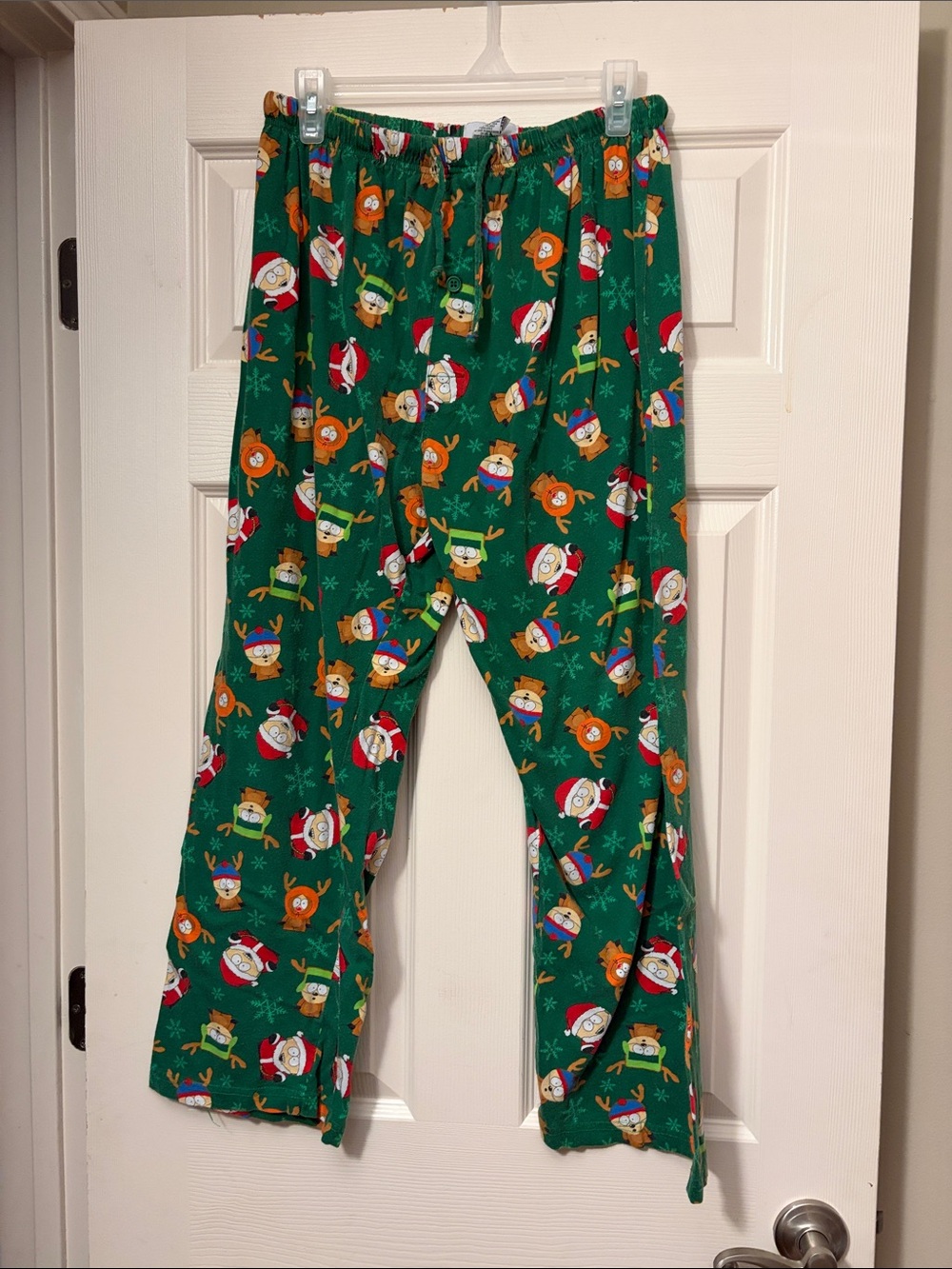 Kids Green Holiday Character Pajama Bottoms with Elastic Waist